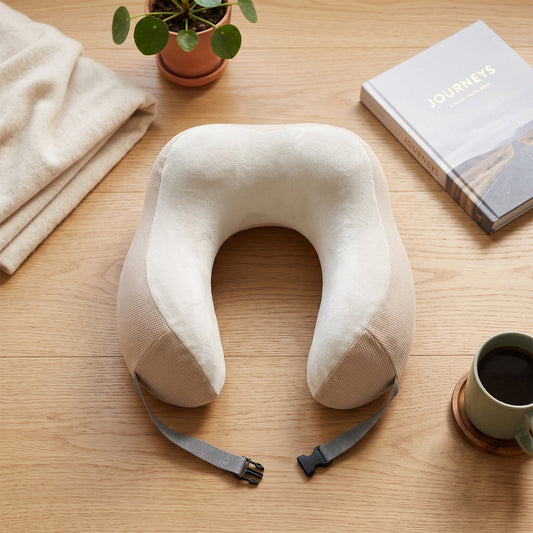 Ergonomic U shaped pillow for flights, cars and trains